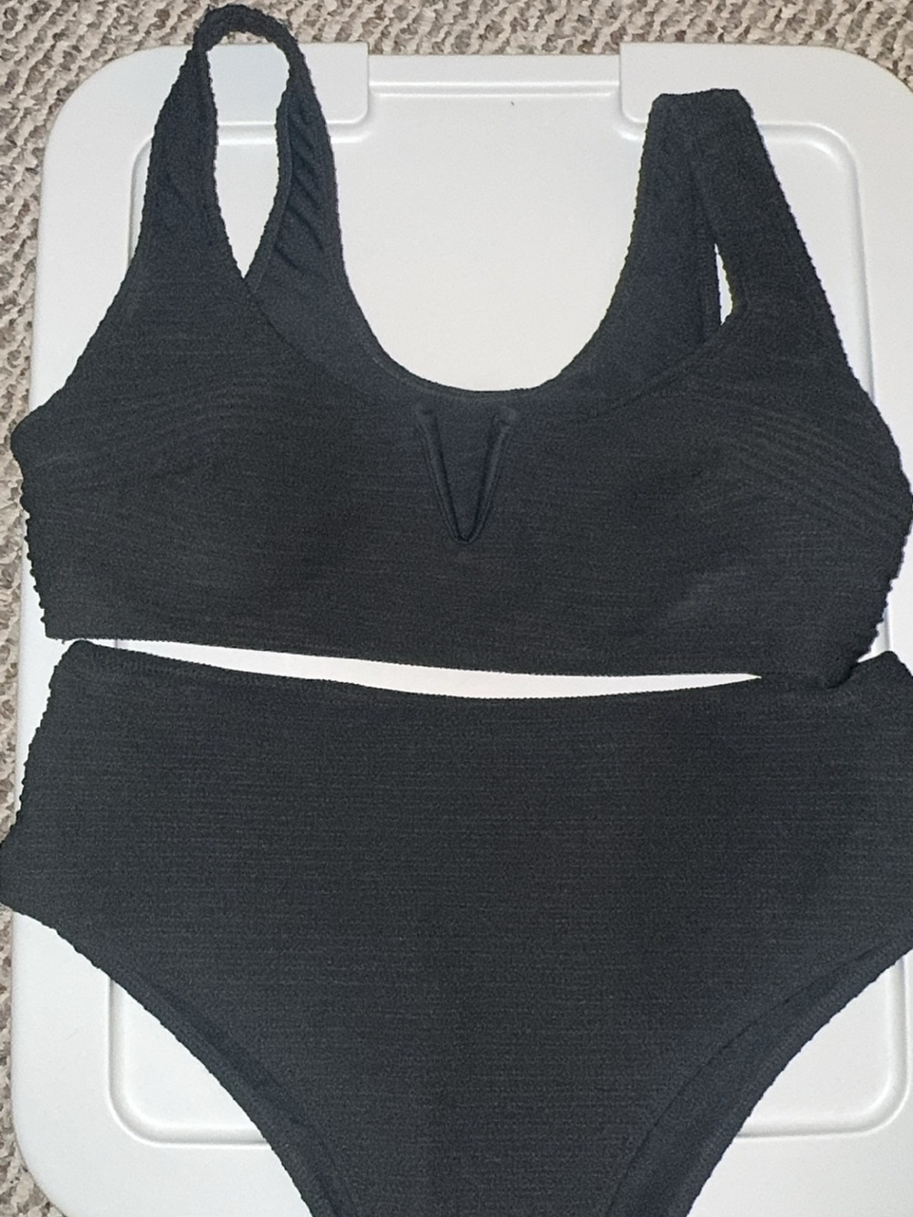 Black Ribbed Bikini Top & High waist Bottom 1X